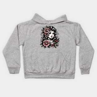 Gypsy Girl Traditional Tattoo Kids Hoodie